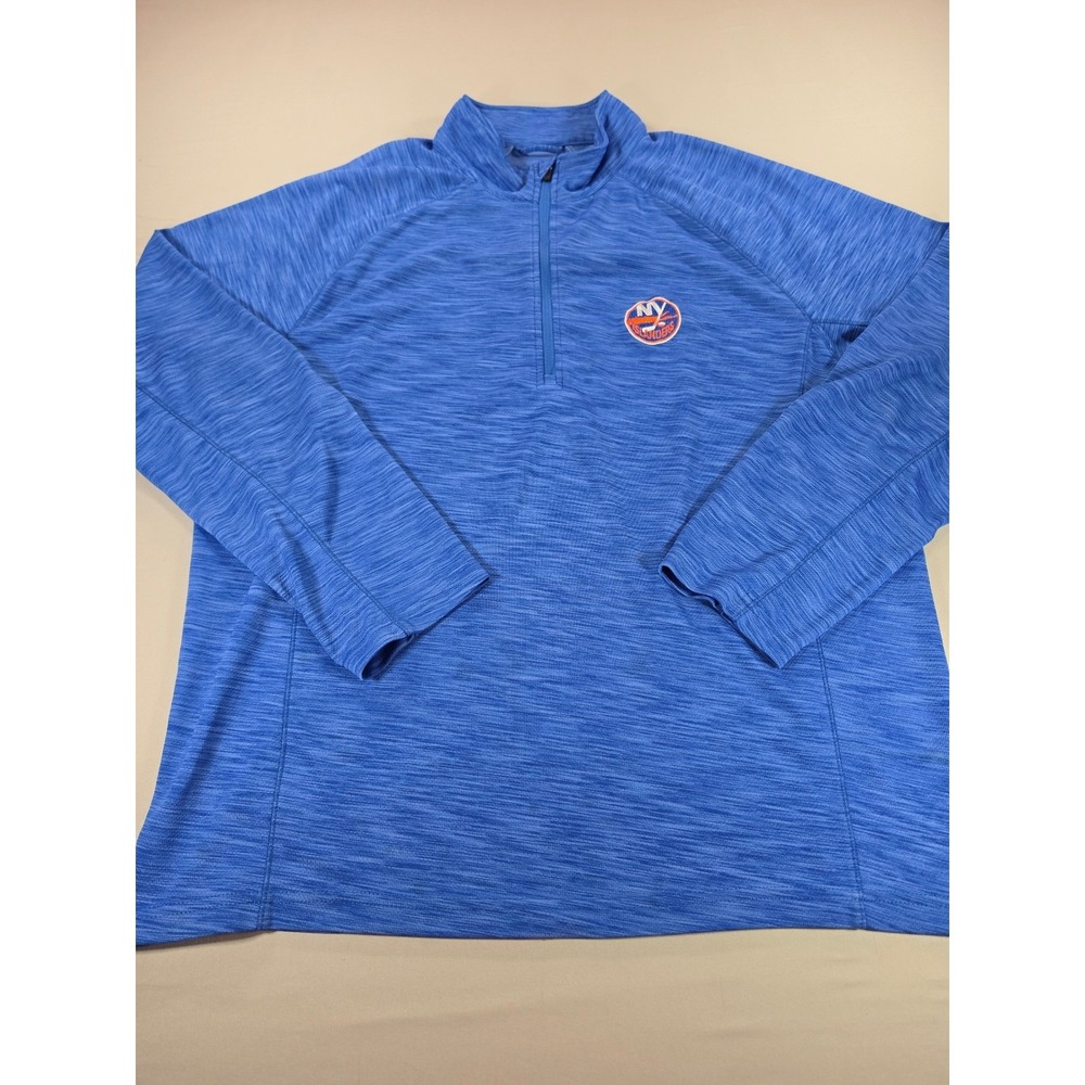 Levelwear Mens New York Islanders NHL Quarter Zip Pullover Blue Space Dye Large
